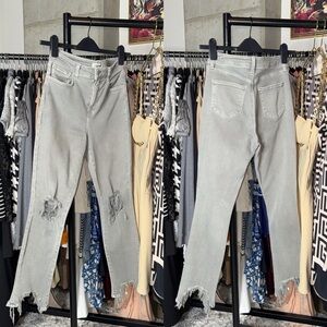 L'AGENCE High Line Grey Distressed High Rise Skinny Jeans Raw Hem Women's 27 EUC